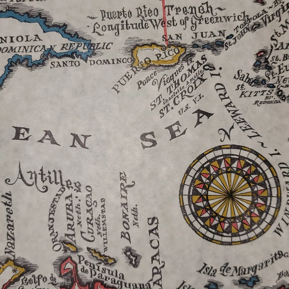 Vintage Caribbean Map - Pristine Condition in Original Container!